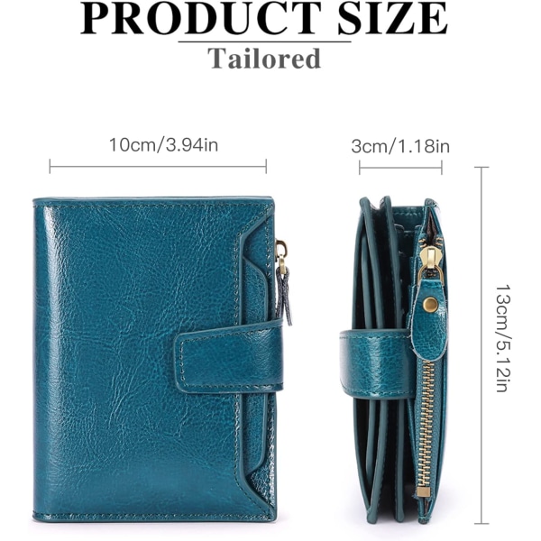 Kvinders lille tegnebog RFID-blokerende ægte læder-ID Window Zipper Wallet