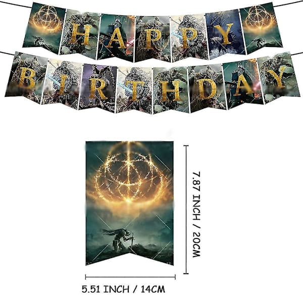 Elden Ring Fest Dekoration Tilbehør Banner Balloner Kagepynt Sæt.c