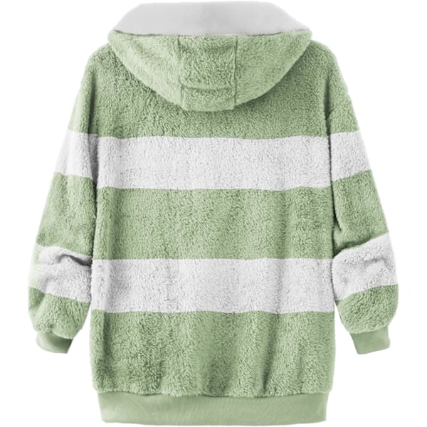 Hettejakke Dame Teddy Fleece Frakk Overgangsjakke med Hette med Lommer Glidelås Høst Vinter Plysj Jakke Fleece Jakke Vinter XXL F Green