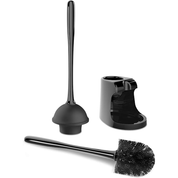 Oalette Toalettborste och Toalettpropp Kombo för Badrumsrengöring, Vit, 1 Set Black