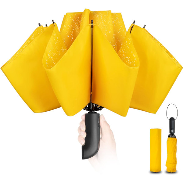 Kompakt sammenklappelig paraply - Automatisk dobbeltsidet paraply Solbeskyttelse Solrig 10 ribben yellow