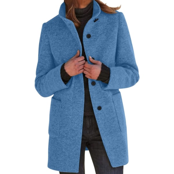 Himmelsblå damjacka i enfärgad casual cardigan dunjacka /XXL Sky blue XXL