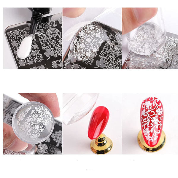 Rektangulära nagelstämplingsplattor Nagelkonststämplingsplattor med kattmallbildplatta Naglar Konstverktyg för DIY-nageldekoration