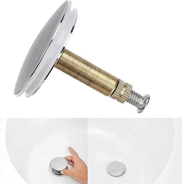 Badekarprop, 2 stk. udskiftningspropper til badekar og vask, med dobbelt forsegling, højdejusterbar, universalprop til alle standardbadekar (43 mm)
