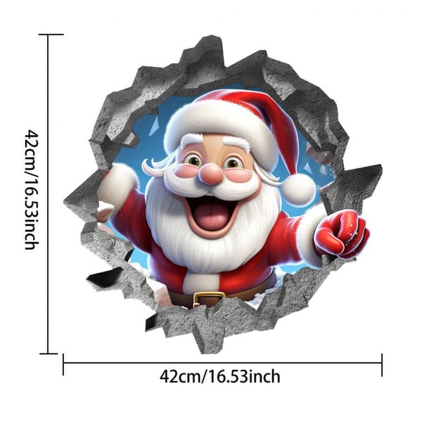3D Väggdekor Jultomte, Julväggdekor, Jultomte som levererar presenter, 30*25 cm, PVC-material D
