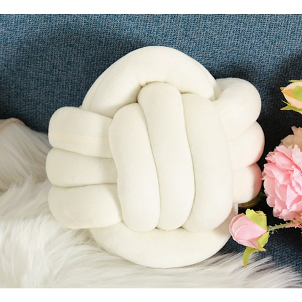 Käsin kudottu kristalli sametti kolmisäikeinen köysi pallotyyny kodin sisustukseen plushtyyny sohva auto toimisto sisustus white 27cm