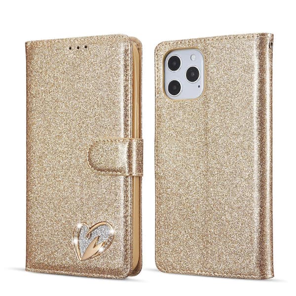 Glitterpulver Love Læder Telefoncover til iPhone 13