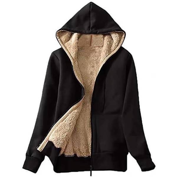 Damer Casual Vinter Varm Tyk Sherpa Fleece Jakke Lynlås Hættetrøje Sweatshirt til Kvinder…