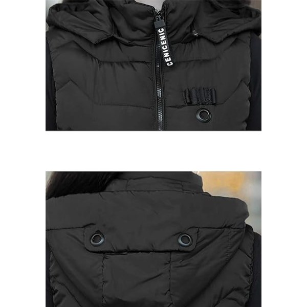 Svart vinterjakke i ensfarget, varm vinter /XL black XL