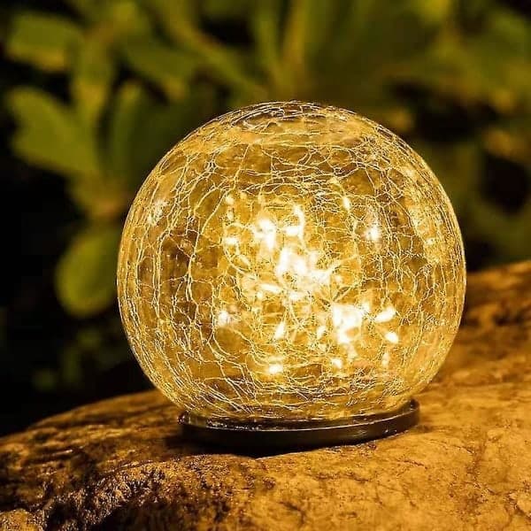 Dekorative solcellelamper for utendørs bruk, krakkelerte glasskuler med 30 vanntette LED-lys