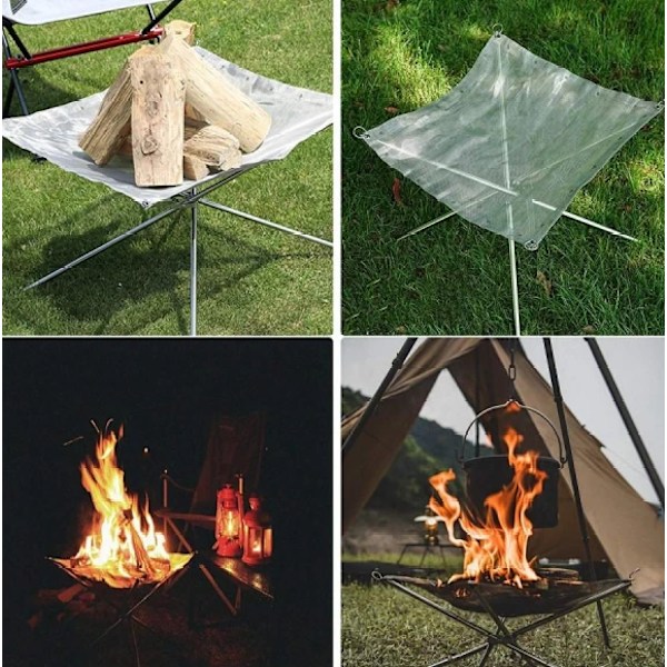 Bärbar Eldstad i Kamouflage för Utomhus - Vikbar Eldställ - Campinggrill för Uppvärmning 56*56*47cm