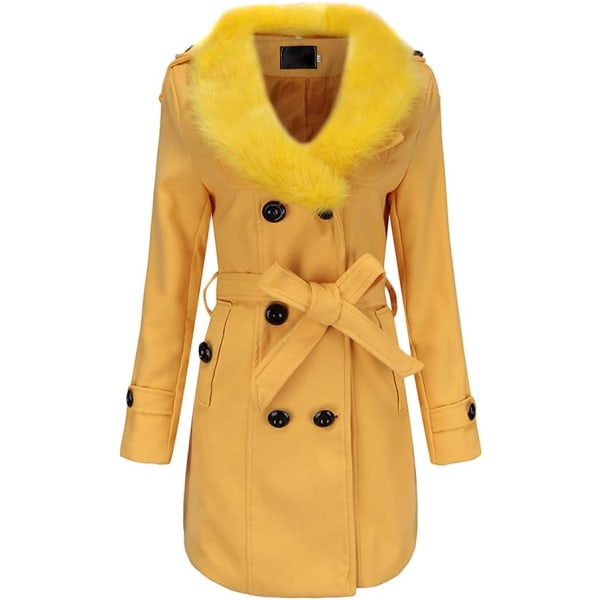 Gul L størrelse ulden frakke kvinders mellemlange yellow L