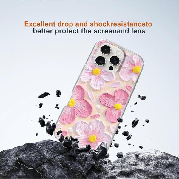For iPhone 16 Pro Max Deksel IMD Mønstertrykk PC TPU Mobil Deksel