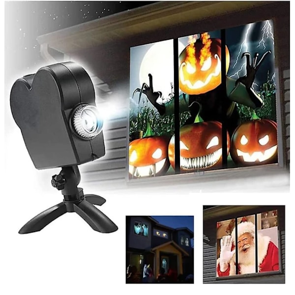 Vinduprojektor Juleprojeksjonslampe Halloweenlampe projeksjonslampe projeksjonsfilm animasjonsatmosfære lampe