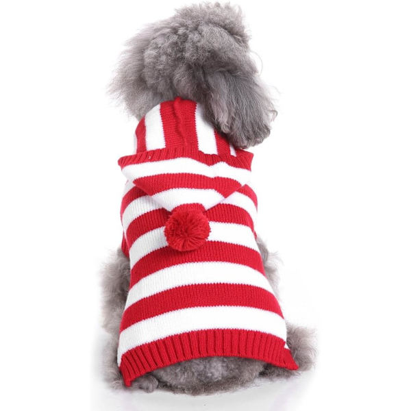 Röd och vit randig hundtröja för jul, julkläder för husdjur, mjuk och bekväm hundkläder