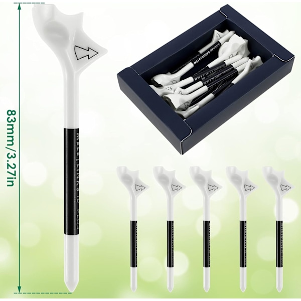 10 stk. Golfbold Tee, Golf Tees Bambus 83mm Flightpath Plast Golf Tees, 10° Letvægts Trænings Golf Tee Holder