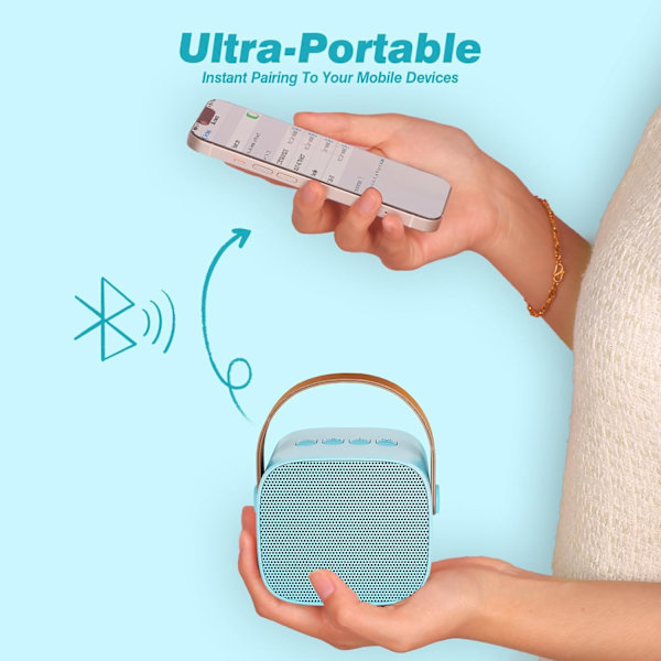 Karaokemaskin för barn med 2 trådlösa mikrofoner, bärbar Bluetooth-högtalare, presentleksaker för flickor och pojkar födelsedag Blue 1 Mic