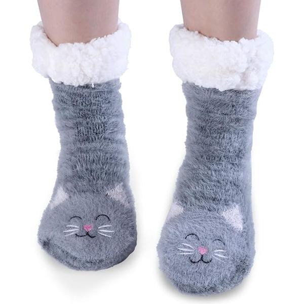 Tofflor med halkfria grepp för kvinnor, kattgåvor, julklappar