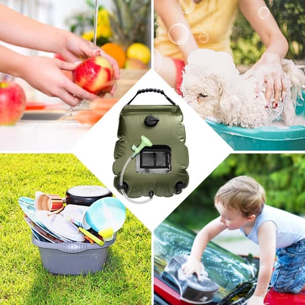 20L Solbruserpose, Campingbruserpose Solvarmet Vandpose Bærbar Campingbruserpose Klatring Udendørs Bruser med Slange og Brusehoved green