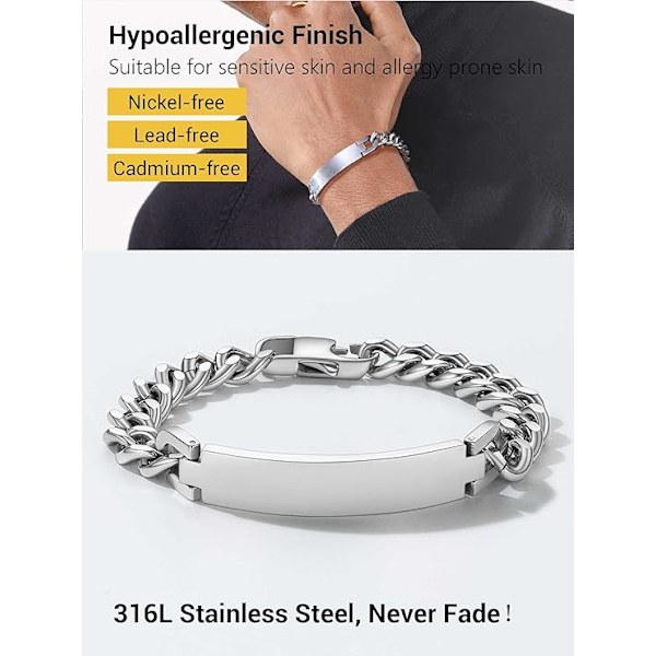 Armbånd for menn, par, kjærester, familie, venner, 21 cm lang, for kvinner og menn