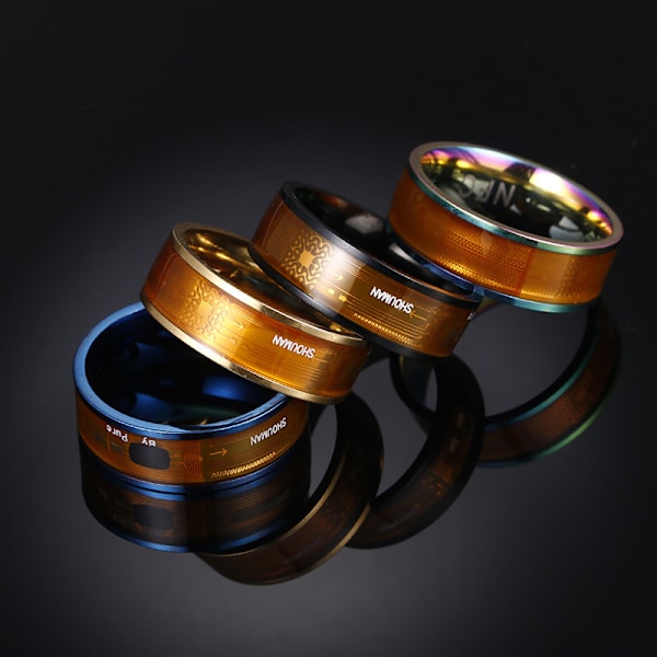 Trendig NFC mobiltelefon tag smart ring i rostfritt stål 8 mm bred smart bärbar ring smart parring (US Code 6-13)