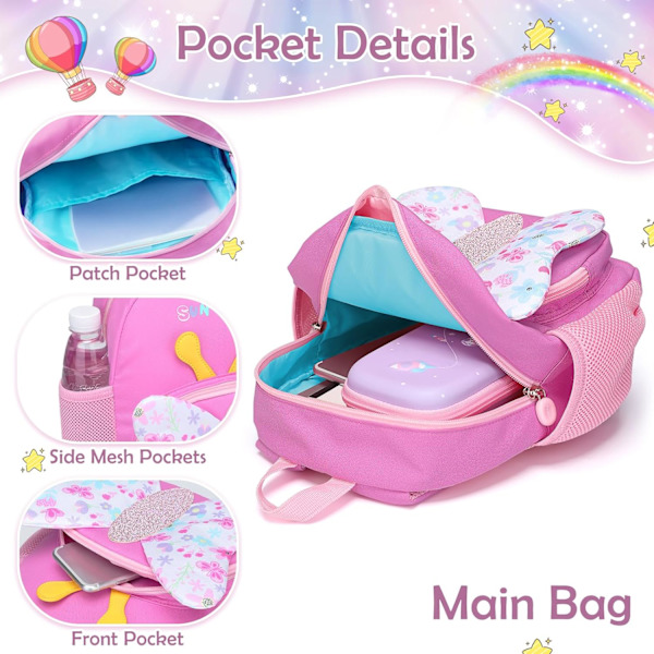 Barnens Ryggsäck Liten Ryggsäck, Förskola Ryggsäck med Bröstrem, Vattentät Dagis Ryggsäck för 1-5 År Rosa Oscuro