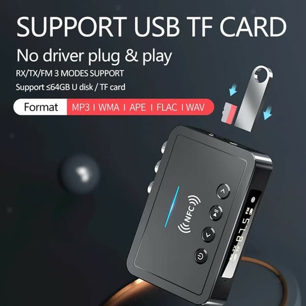 Trådløs Bluetooth 5.0 Mottaker Stereo Audio Høyttalere