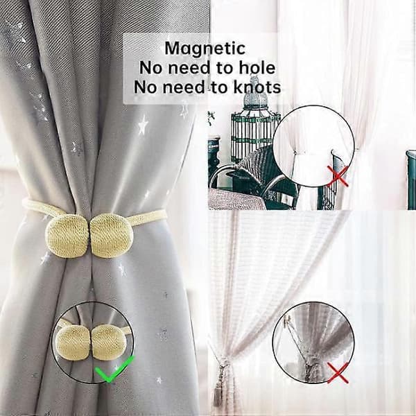 2 stk. Magnetisk gardinholder Gylden