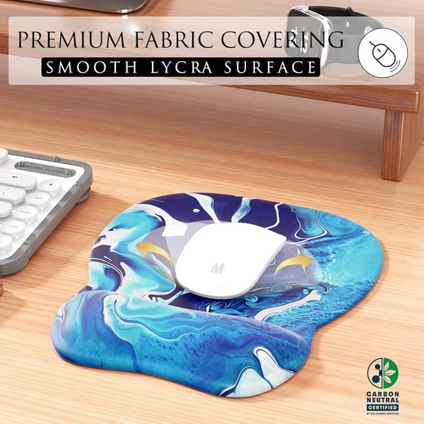 Ergonomisk musematte med håndleddstøtte i minneskum, komfortabel musematte for bærbar PC, smertelindrende håndleddstøtte Blue Waves