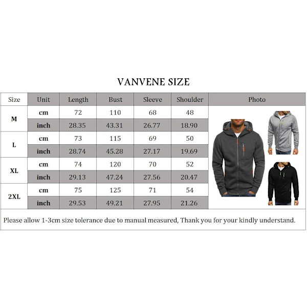 Herre hettegenser Sweatshirt Jakker Glidelås Opp Lett Jakker 2 Grey M