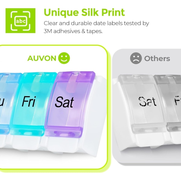 Ukentlig reise pilleboks arrangør, BPA-fri 7 dager 1 gang om dagen med unik fjærdrevet åpen design og stor tablettboks for å holde vitaminer