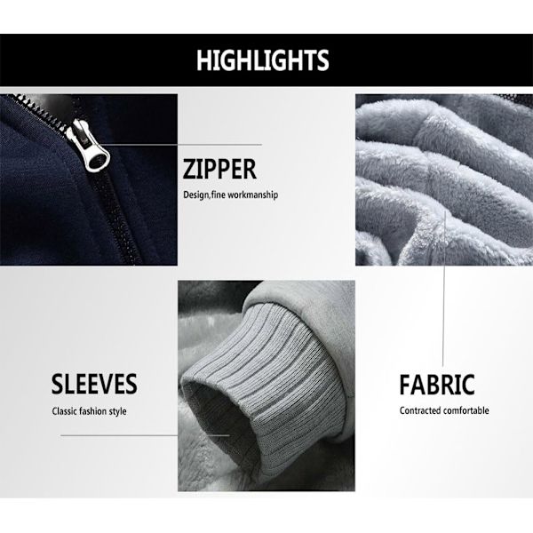 Herre Pullover Termisk Sherpa Foret Jakker Vinter Træning Fleece Hoodie Lynlås Uld Varme Tykke Frakker Ydertøj 02black S