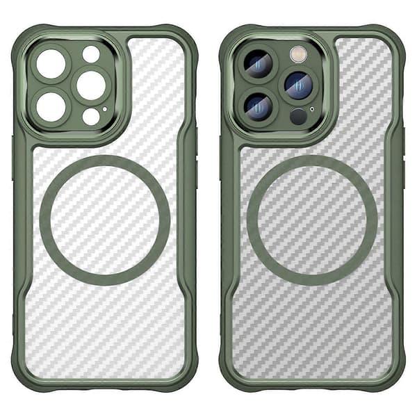 Magnetisk telefondeksel for iPhone 13 Pro TPU+PC bakdeksel karbonfibertekstur