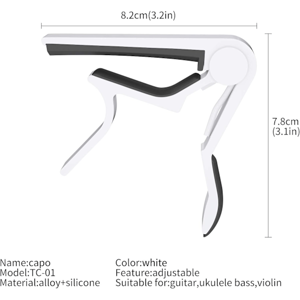 Gitarr Capo Snabbt Byte Capo för 6-Strängad Akustisk Gitarr Elgitarr Klassisk Gitarr Ukulele Capo (Vit) White