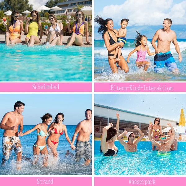 Uppblåsbar PVC luftkudde swimmingpool, swimmingpoolleksaker vattenhängmatta 4 i 1 vattenleksaker pooltillbehör, lämplig för flera scener Three-tube stripe rose red