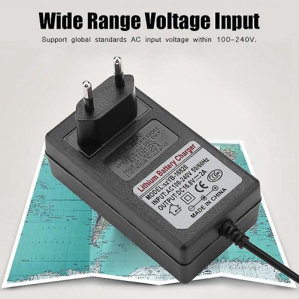 AC100-240V DC 16.8V 2A Erstatningsstrømadapter Li-ion Batterilader Sikker Lading EU Plugg