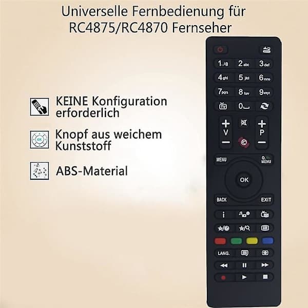 Ersättningsfjärrkontroll för TV RC4875/RC4870 Ingen installation krävs