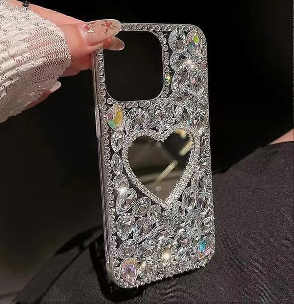 Käsintehty peili bling strassi PC-puhelinkotelo iPhone 16e:lle
