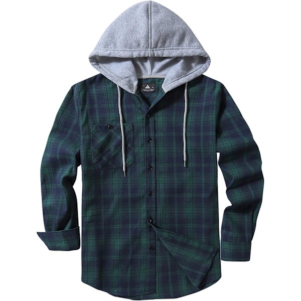 Herreskjorte med rutete mønster, langærmet skjorte med lomme, knappelukning, ternet skjortejakke i flanel, regular fit, 4 årstider, tømmerhuggerskjorter M-3XL Green Blue XXL
