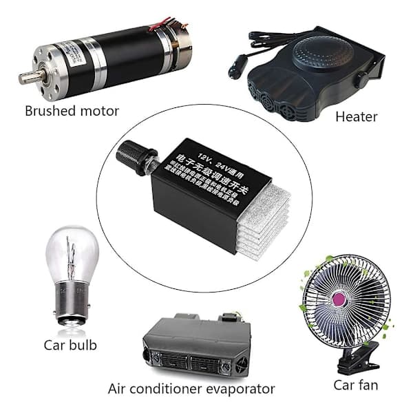 1 stk. Motorhastighetskontroller DC 12V/24V 10A Motorhastighetskontrollerbryter for Bil Lastebil Vifte Varmeapparat Co