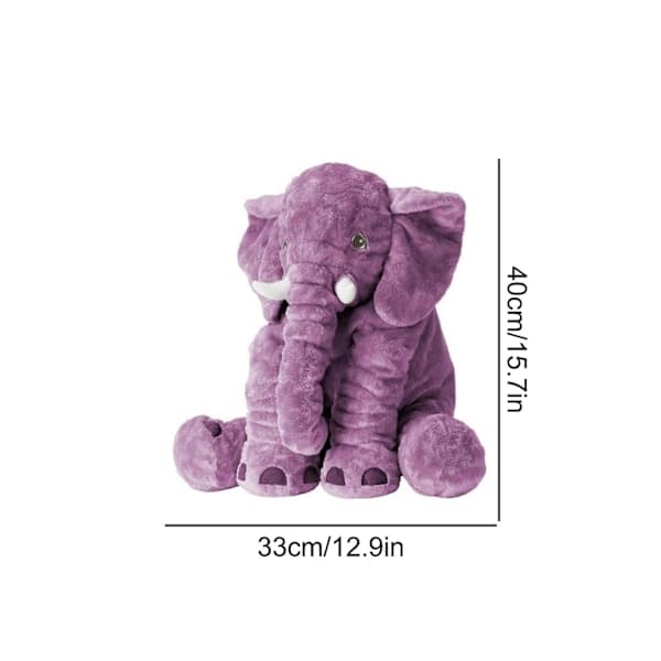 Elefant Stor Plys Jumbo Grå Blød Udstoppede Dyr Pude Plys Lilla 7