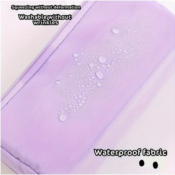 7-osainen paperitarvikesetti 9-kerroksinen suuri penaali - söpö design, kangasinen opiskelijan paperitarvikkeiden säilytyslaukku (violetti penaali + kynä + tarra) Purple Pencil Case + Pens + Stickers