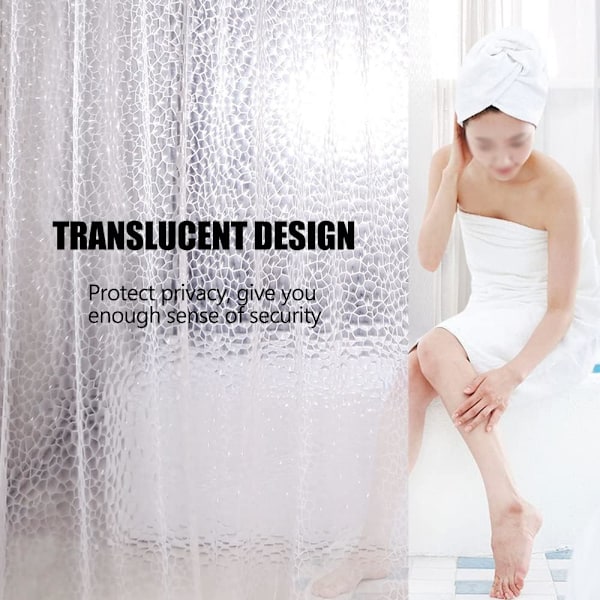 Dusjforheng 3D Semi Transparent EVA Vanntett Muggsopp Bevis Resistent Baderomsforheng Miljøvennlig Vaskbar Badeforheng, 180x200cm(72\"x79\") Water Cube