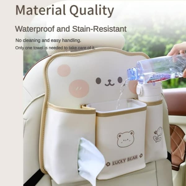Bilsete Oppbevaringspose Søppelbøtte Papirholder Anti-Kick Pad Cute Rabbit Storage