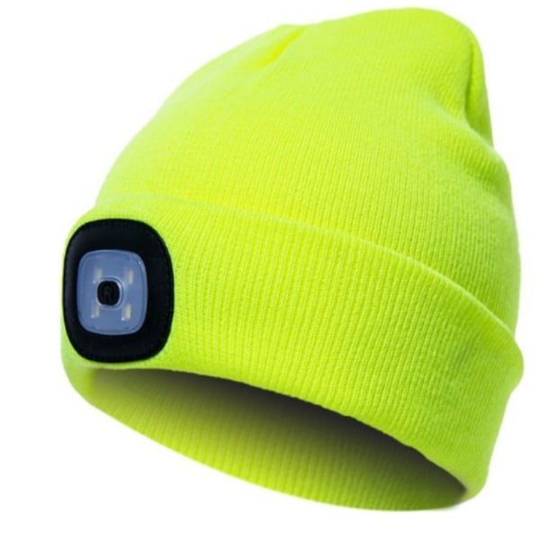Strikket hue med LED-lys lysende hue lys hue med lys natfiskeri lysende hue hue lys yellow