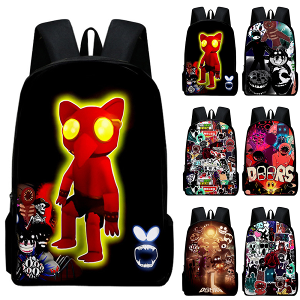 Dörrar Roblox Figur Cartoon Skolväska Flickor Pojkar Ryggsäck D D