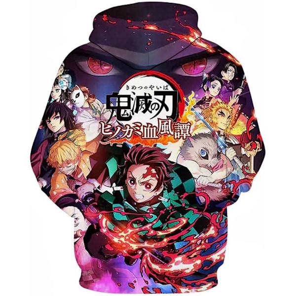 Demon Slayer: Kimetsu no Yaiba Anime 3D Print Hoodie, Unisex Toppjakke Black7 X-Large