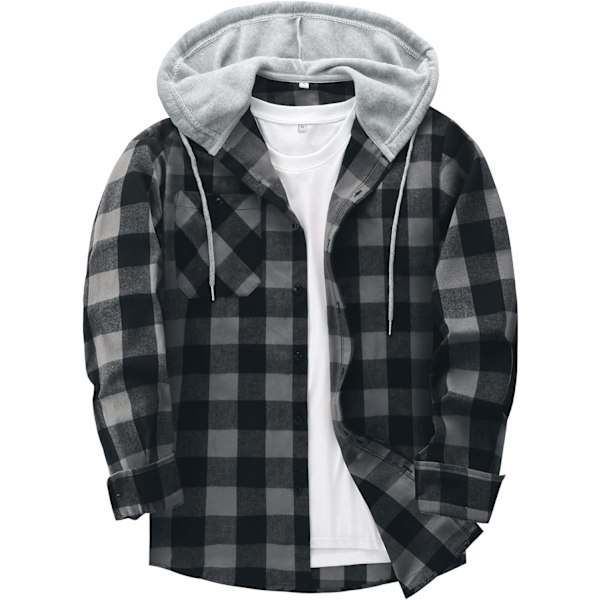 Herreskjorte med tern - Langærmet skjorte med lomme - Knappet ned - Herreskjorte med tern - Jakke i flanel - Regular fit - 4 sæsoner - Træfældningsskjorter - M-3XL White XL