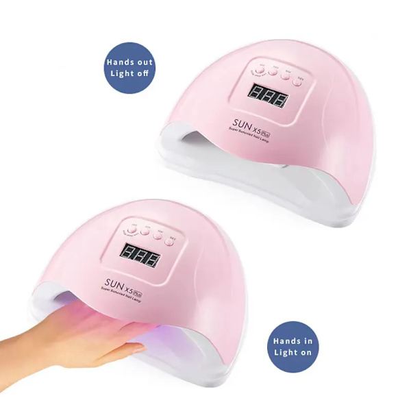 Nageltorklampa, 120 W Nageltork, Professionell Nagellamp, UV LED-lampa, Smart Sensor och LCD-display, för alla gellack, Gelnaglar Pink