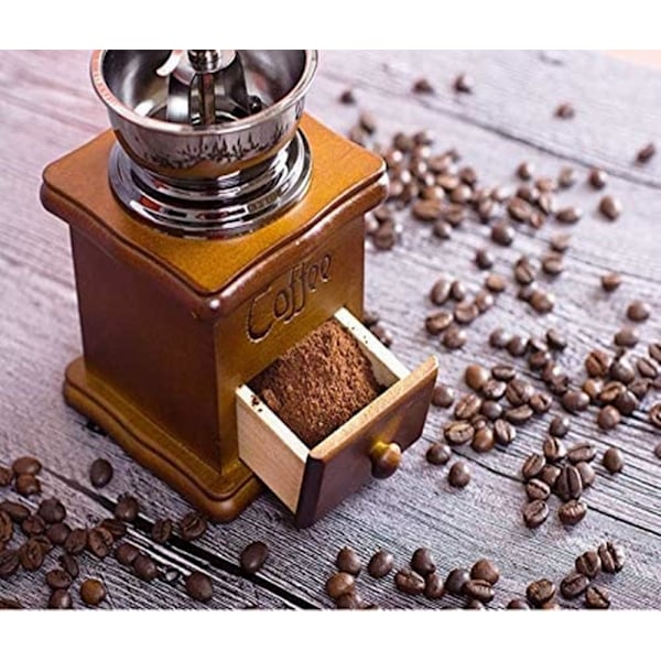 Kaffekvarn i Trä Vintage Antik Keramik Handvevad Kaffekvarn med Retro Stil Träkaffekvarn